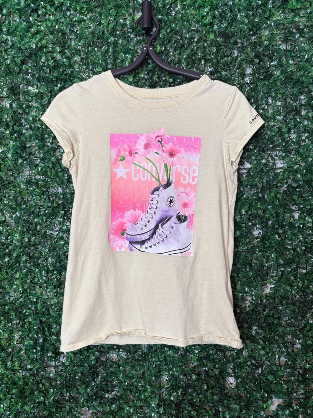 Girls Converse Tee with Pink Sneaker Graphic